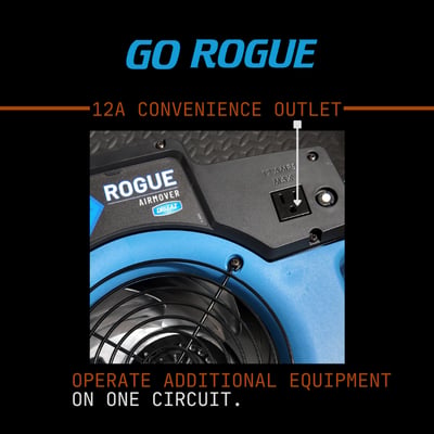 Dri-Eaz Rogue Airmover, 12 Amp Outlet