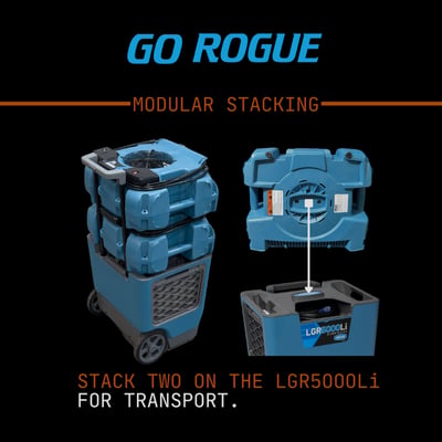Dri-Eaz Rogue Airmover, Modular Stacking with Dehu