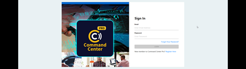 Command Center Pro login page screenshot.