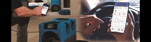 Phone app controlling Dri-Eaz equipment.