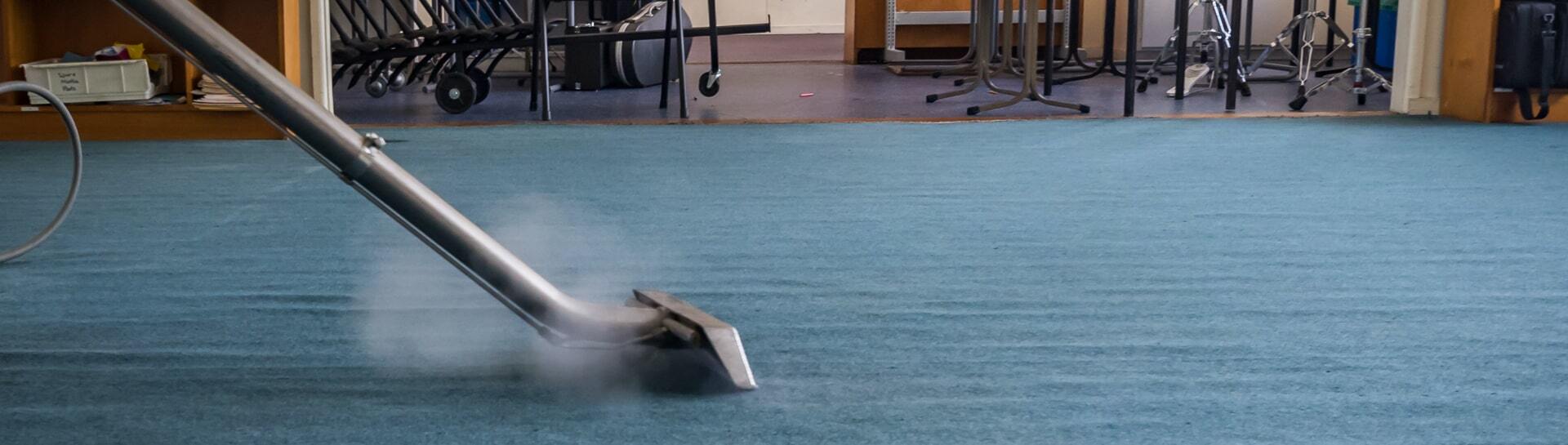 Carpet being cleaned with a floor wand.